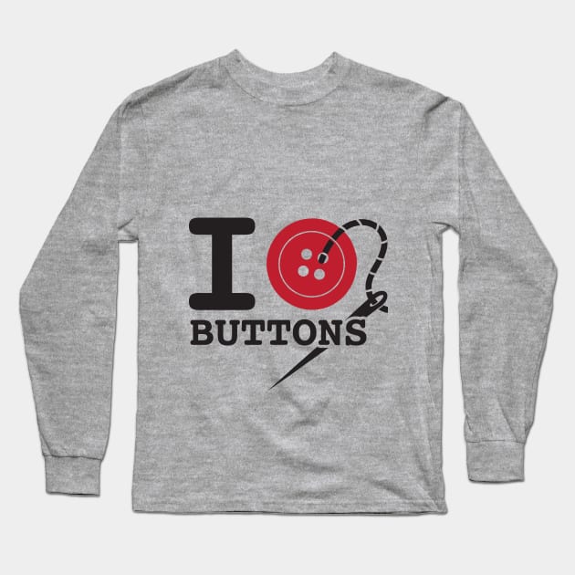 I Button Buttons - Black Text Long Sleeve T-Shirt by Essoterika